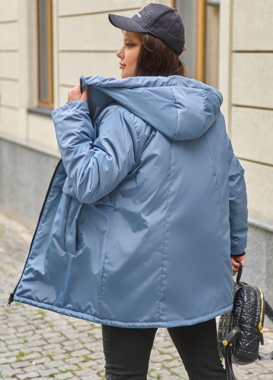 Синяя женская демисезонная куртка из плащевки цвет джинс р.52/54 442764 New Trend