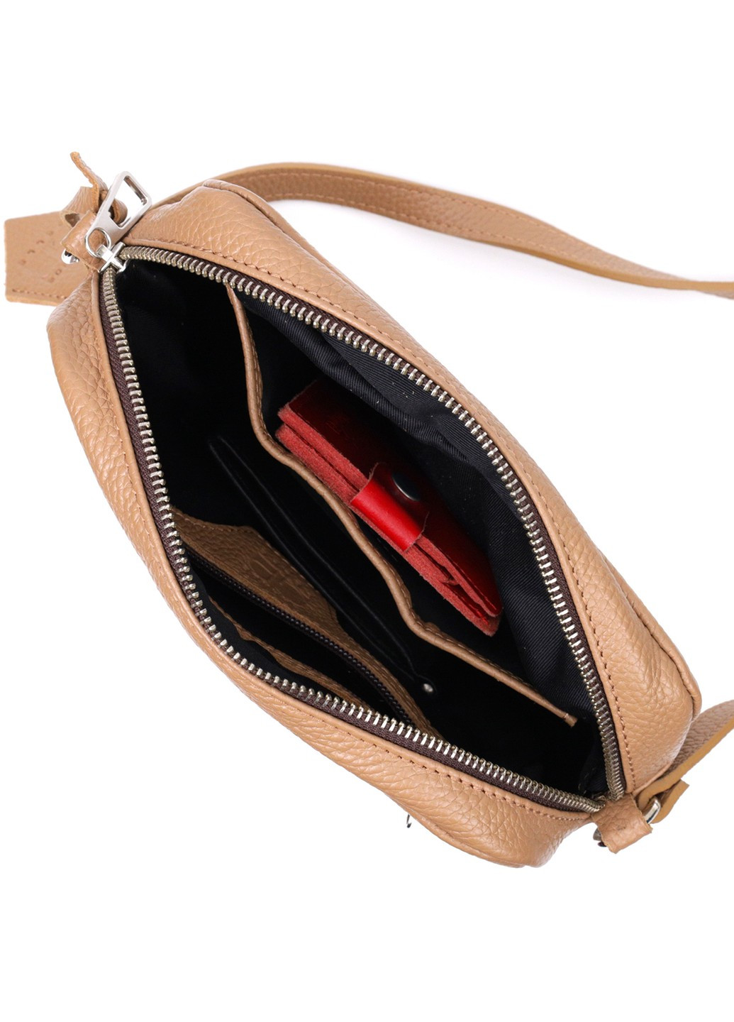 Стильна сумка жіноча крос-боді з натуральної шкіри 11652 Бежева Grande Pelle (267927729)