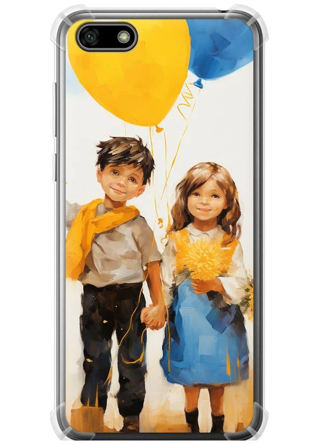 Силикон с усиленными углами чехол 'Дети с шариками' для Endorphone Huawei Honor 7A (267238218)