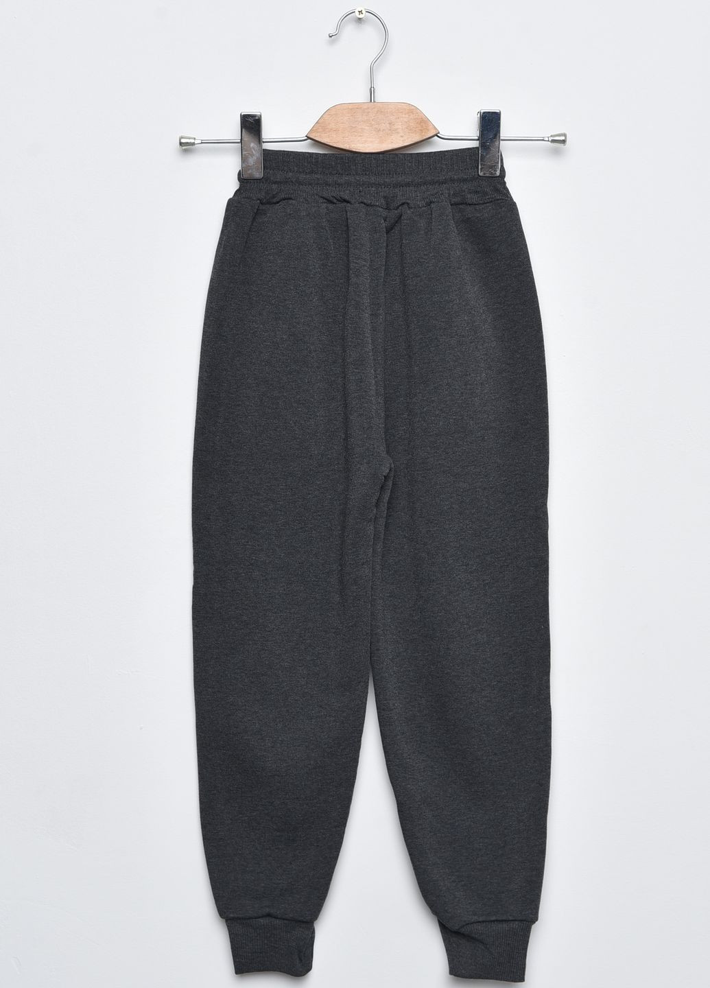 Спортивні штани дитячі для хлопчика на флісі темно-сірого кольору Let's Shop (273901230)