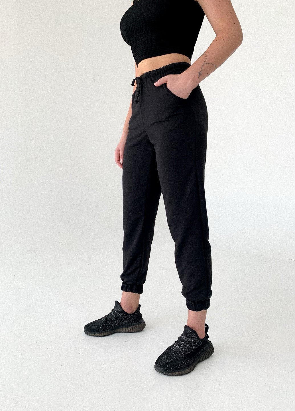 Черные кэжуал демисезонные классические, джоггеры брюки Jolie