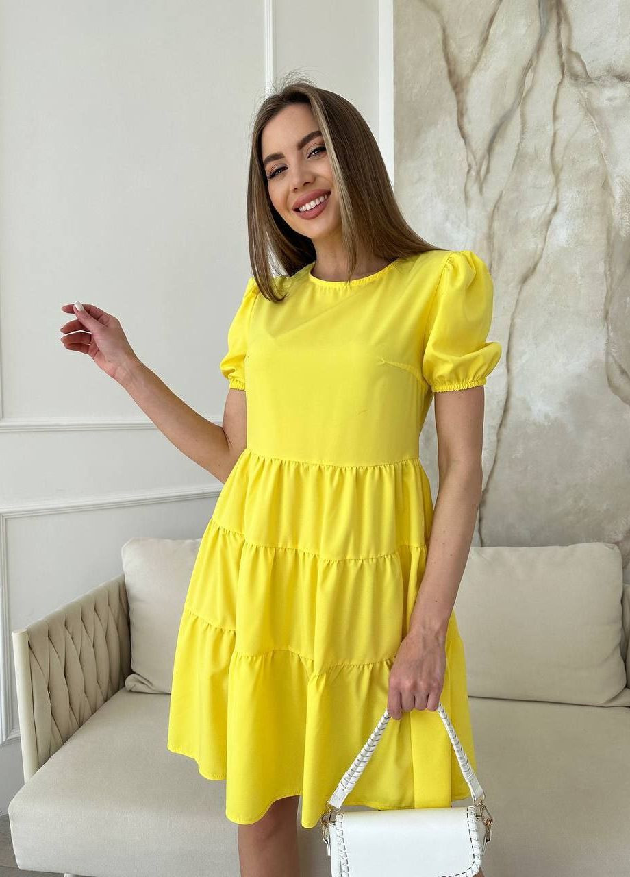 Желтое женское короткое платье из софта "classic" цвет желтый р.42/44 440228 New Trend