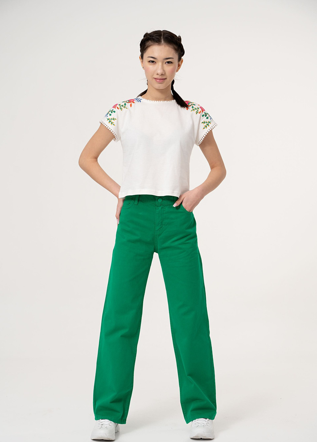 YS.21.23.003 Yumster брюки зеленые для девочки (258120830)