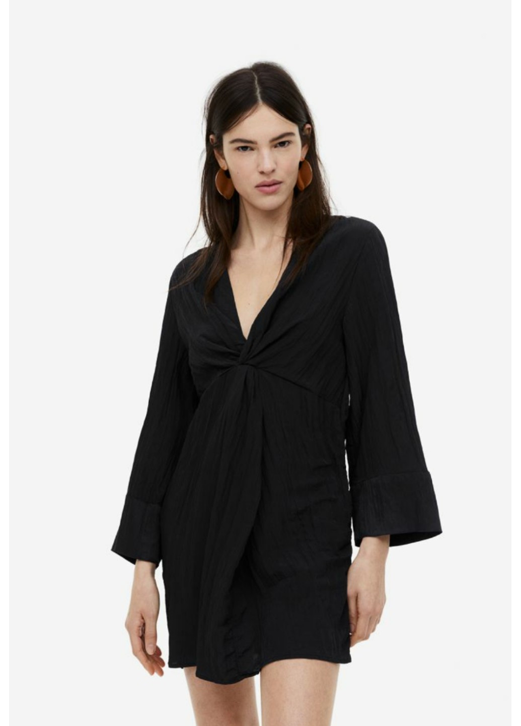 Чорна вечірня жіноча коротка сукня з широкими рукавами (23452) 34 чорна H&M