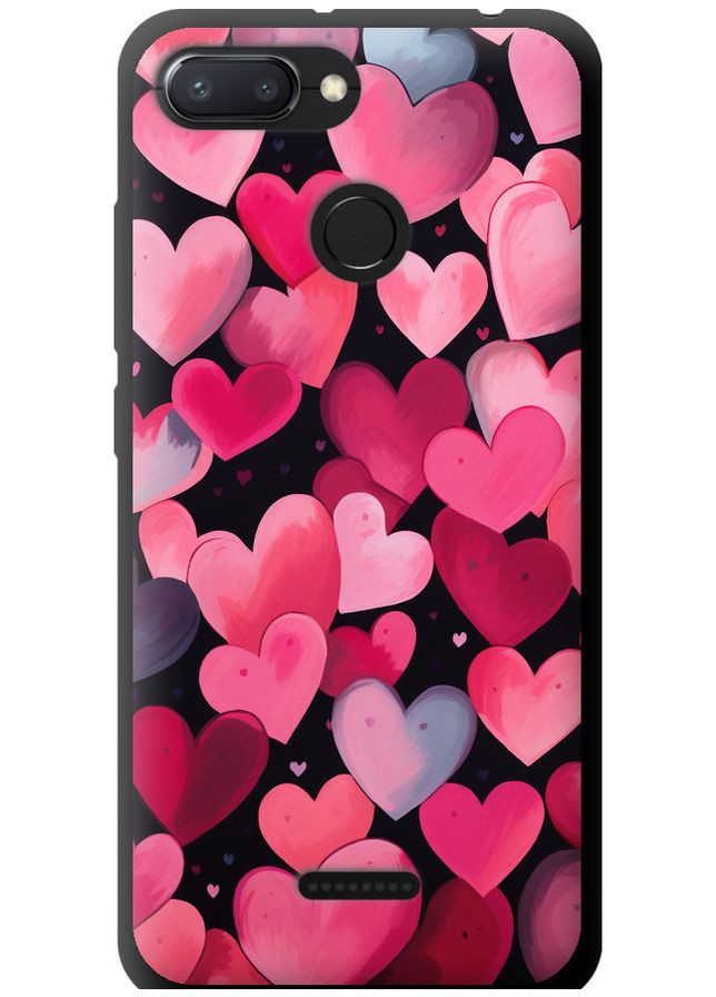 TPU чорний чохол 'Сердечка 4' для Endorphone Xiaomi Redmi 6 (267234562)