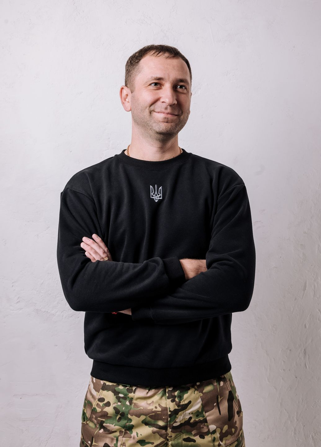 Мужской свитшот с вышивкой "Классический Тризуб" VINCA - крой украинская символика черный повседневный хлопок, трикотаж - (264074404)
