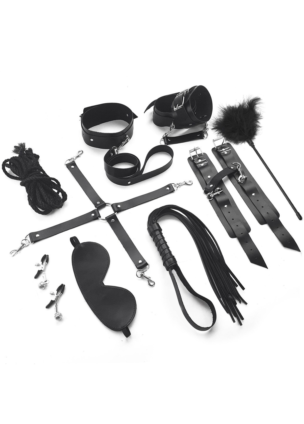 Набор - BDSM Set Leather, 10 предметов, натуральная кожа, Черный Art of Sex (258261837)