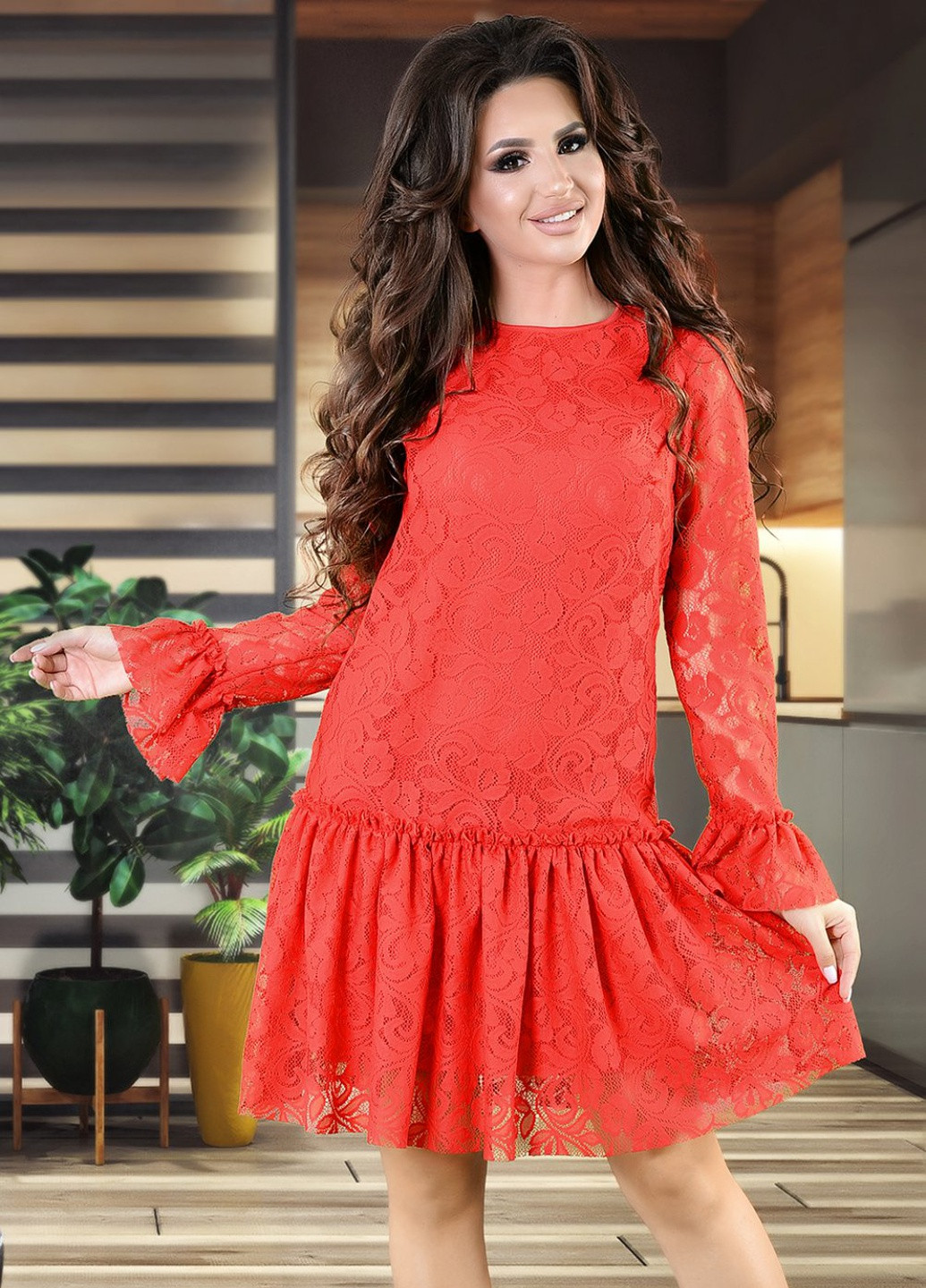 Красное сукнi норма нарядна гіпюрова сукня (ут000049072) Lemanta