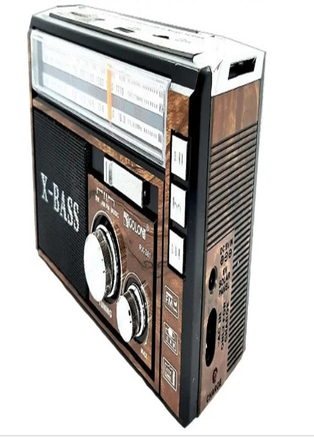 Портативний акумуляторний радіоприймач FM, USB, MicroSD RX-381 Коричневий Golon (258705716)