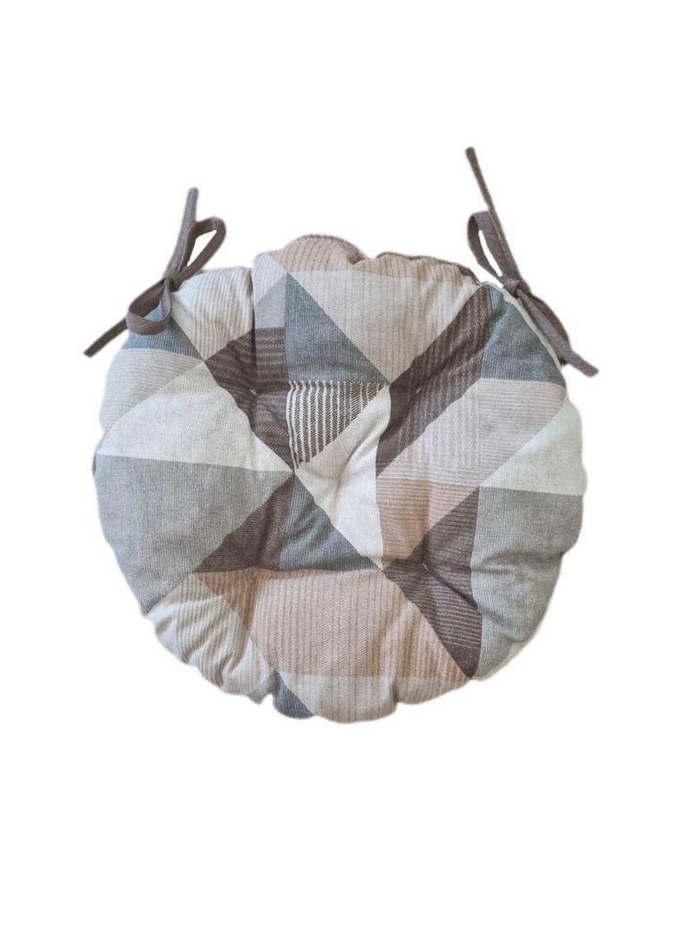 Подушка на стул 40х40 Корсика коричневая круг цветной хлопок арт. 9984776 Прованс (265214952)