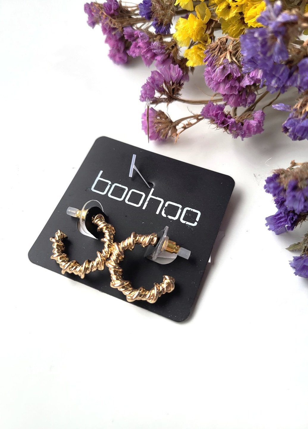 Сережки пусети фігурні Золотисті Boohoo (258629438)