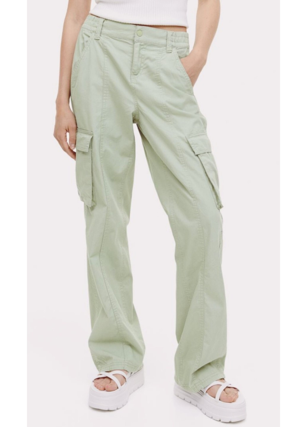Жіночі полотняні штани карго Н&М (56035) S Хакі H&M (260395437)