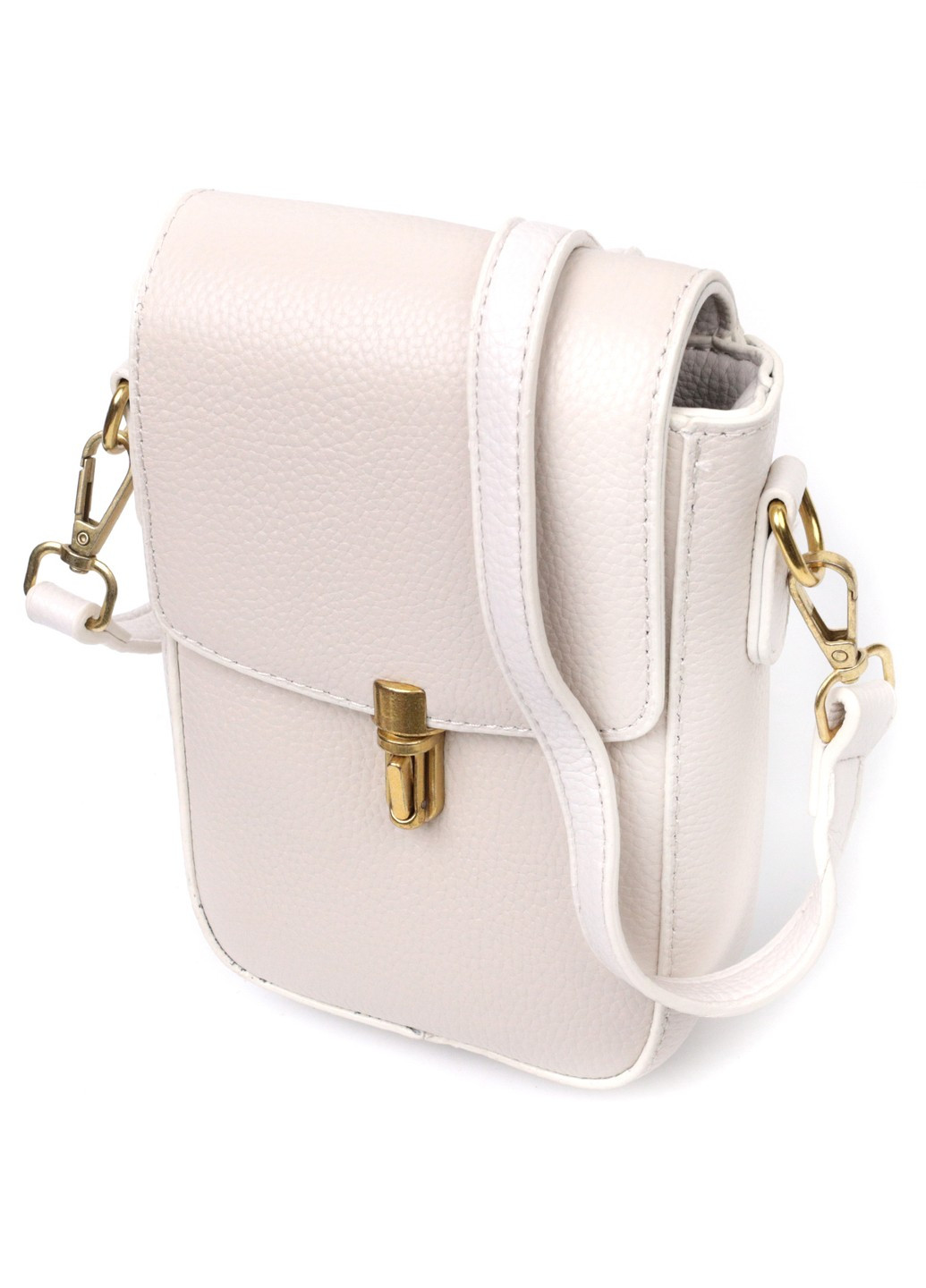 Кожаная женская сумка вертикального формата с клапаном 22309 Белая Vintage (276461734)