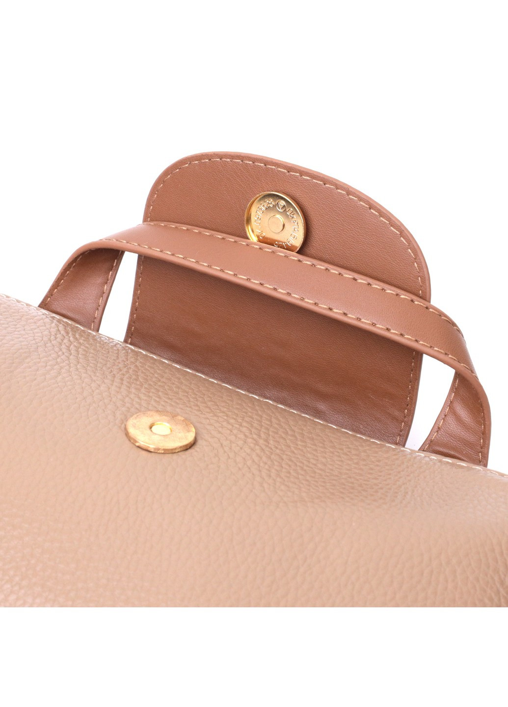 Идеальная женская сумка с интересным клапаном из натуральной кожи 22251 Бежевая Vintage (276461819)
