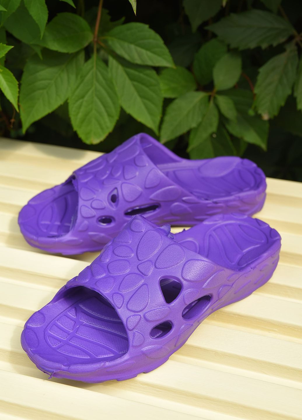 Фиолетовые пляжные шлепки детские девочка пена фиолетового цвета Let's Shop