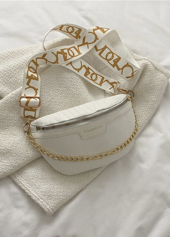 Жіноча класична сумочка FASHION бананка крос-боді на ремінці через плече біла No Brand (259473647)