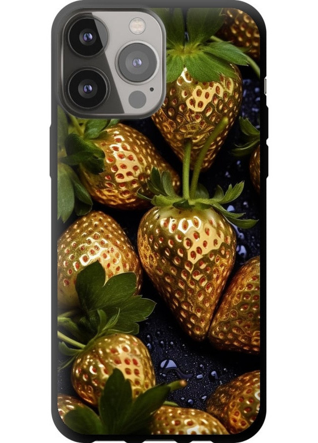 TPU чорний чохол 'Золота полуниця' для Endorphone Apple iPhone 13 Pro Max (259321620)