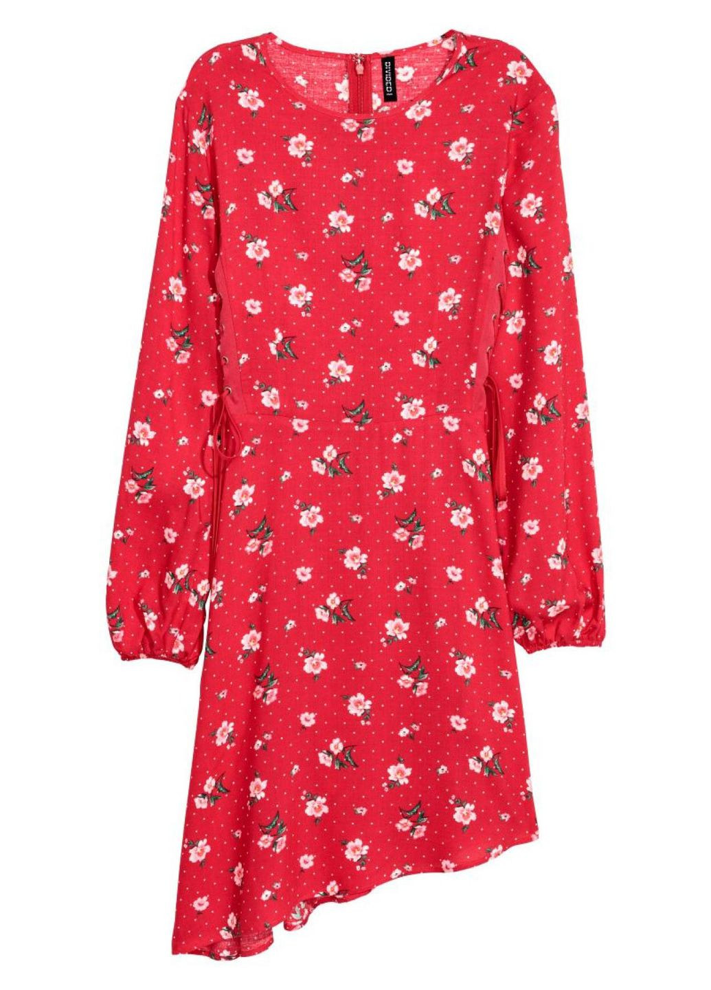 Красное платье H&M с цветочным принтом