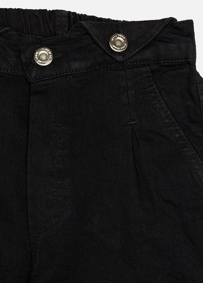 Черные демисезонные джинсы на резинке для девочки цвет черный цб-00224252 Hiwro