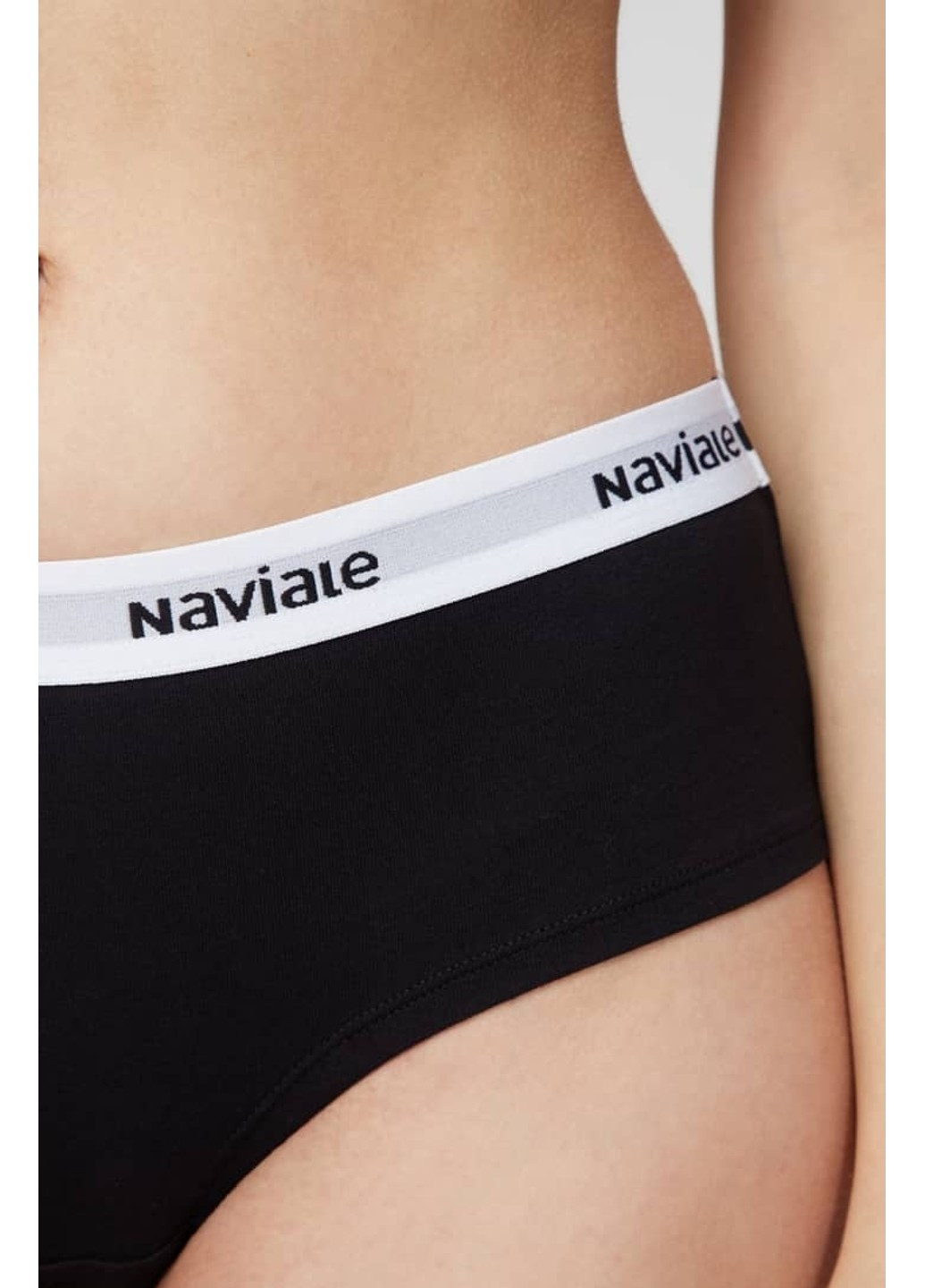 Хлопковые трусики шортики с мягкой брендированной резинкой черные LU143-01 Naviale (257052027)