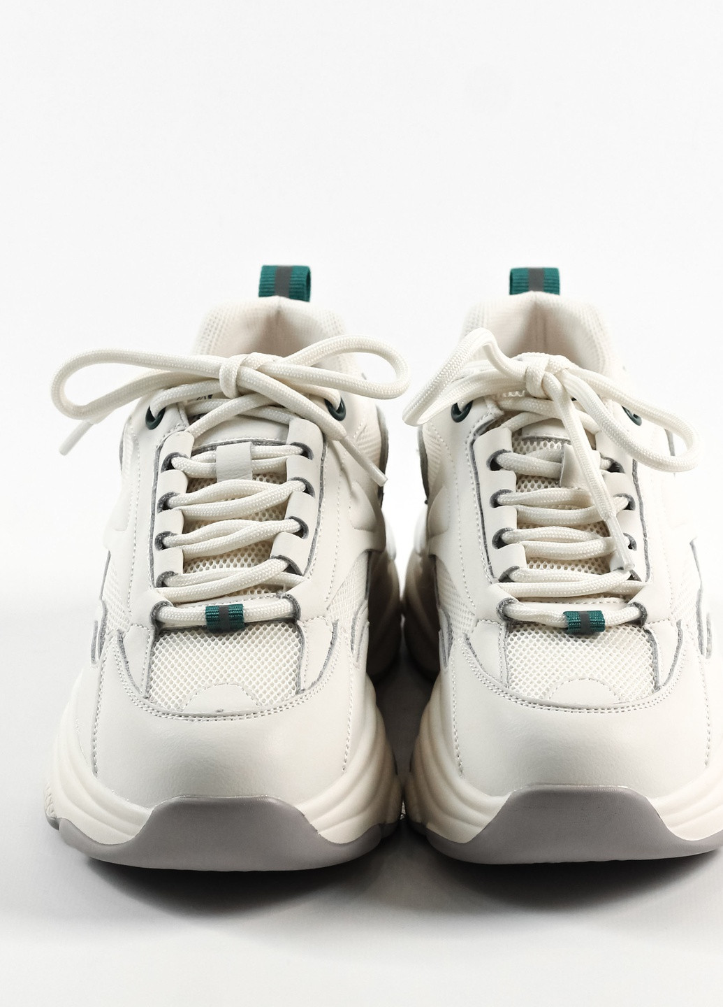 Білі всесезонні кросівки весняні біло-зелені Lonza