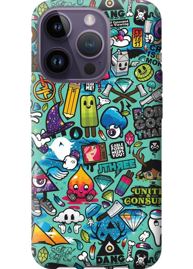 Силіконовий чохол 'Стікер бомбінг 1' для Endorphone Apple iPhone 14 Pro (257802811)