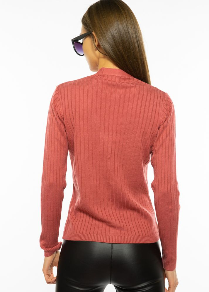 Коралловый демисезонный свитер женский с пуговицами (коралловый) Time of Style