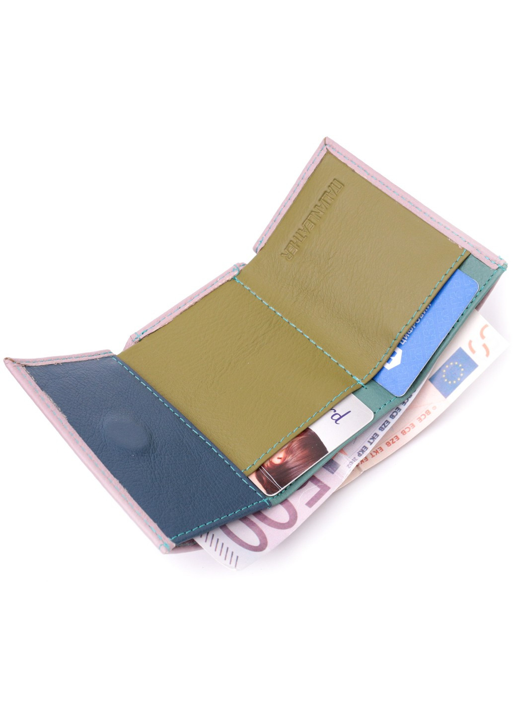Компактный женский кошелек из натуральной кожи 19503 Бежевый st leather (278001109)