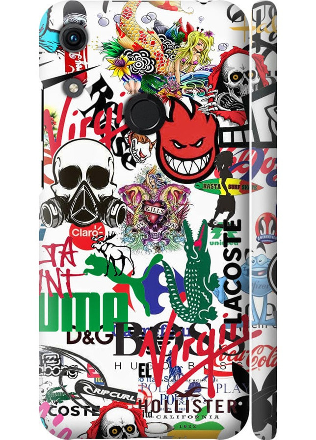 3D пластиковый матовый чехол 'Many different logos' для Endorphone Huawei Honor 8A (257904953)