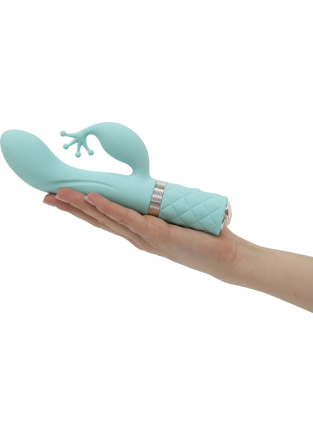 Розкішний вібратор-кролик - Kinky Teal з кристалом Сваровські, потужний Pillow Talk (276389004)