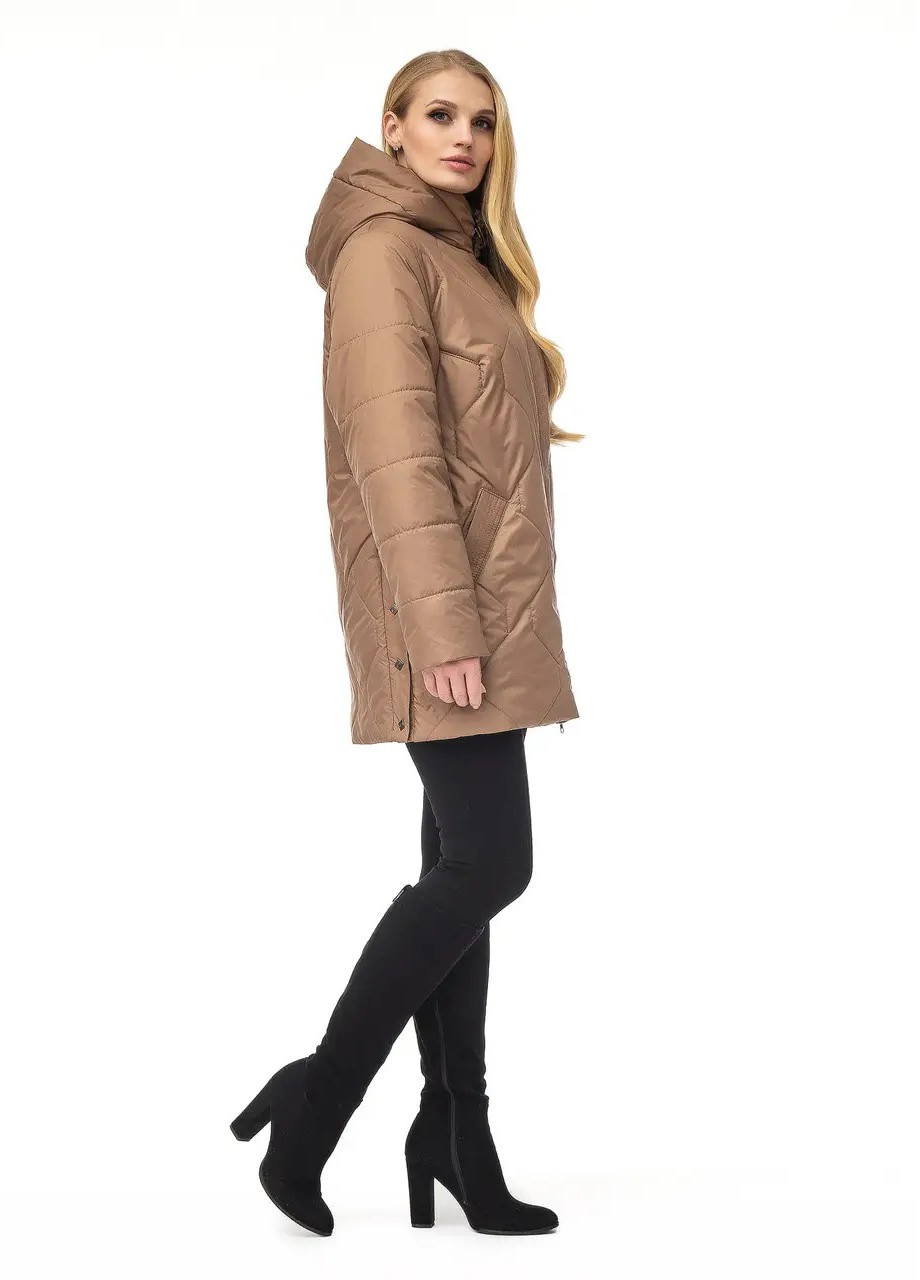 Горчичная демисезонная женская куртка большие размеры DIMODA Сучасна куртка від українського виробника