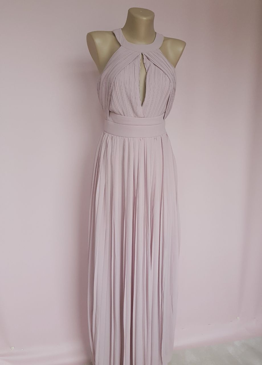 Розовое праздничный платье вечернее макси плисе пыльная роза плиссированное Tfnc однотонное