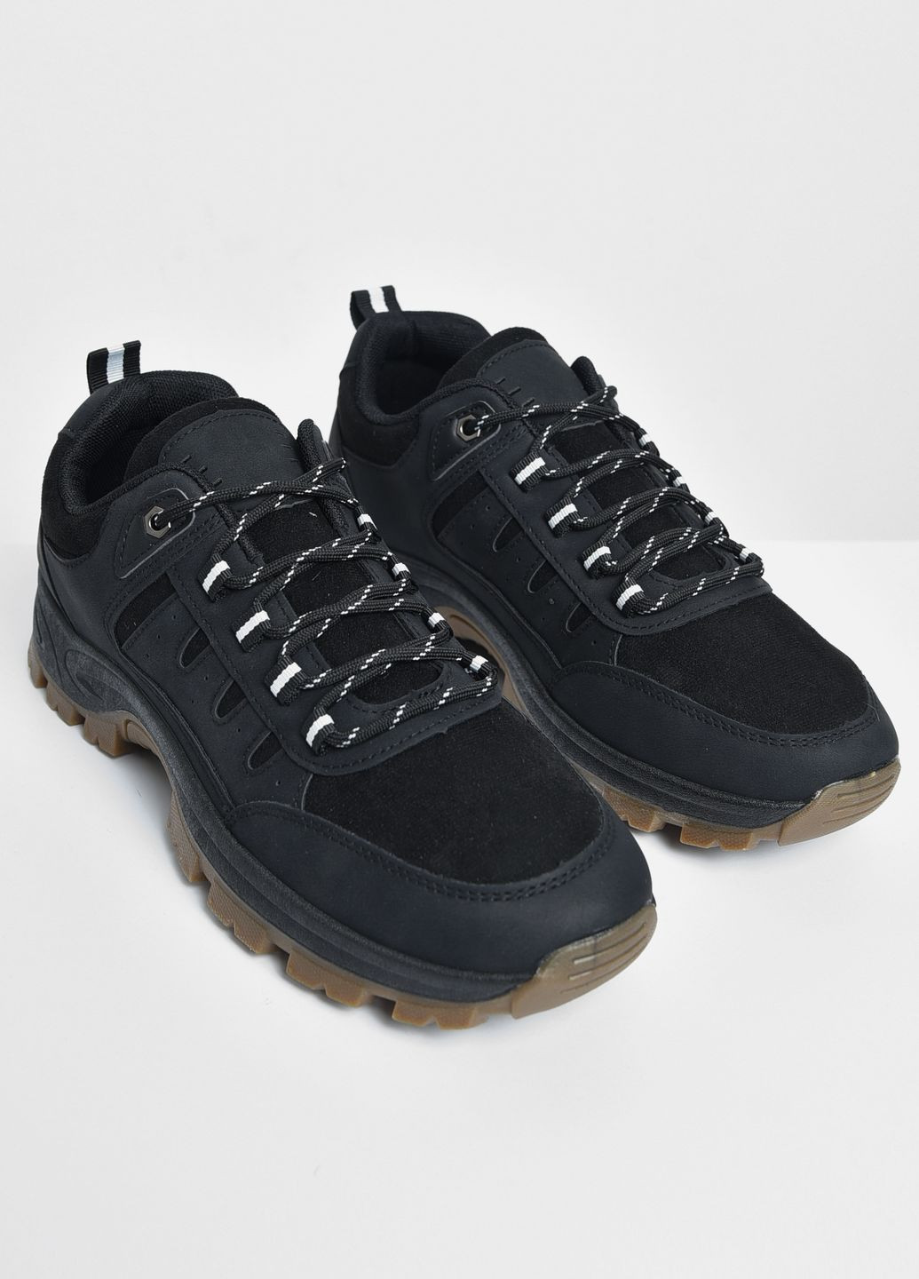 Черные осенние ботинки мужские черного цвета на шнуровке Let's Shop