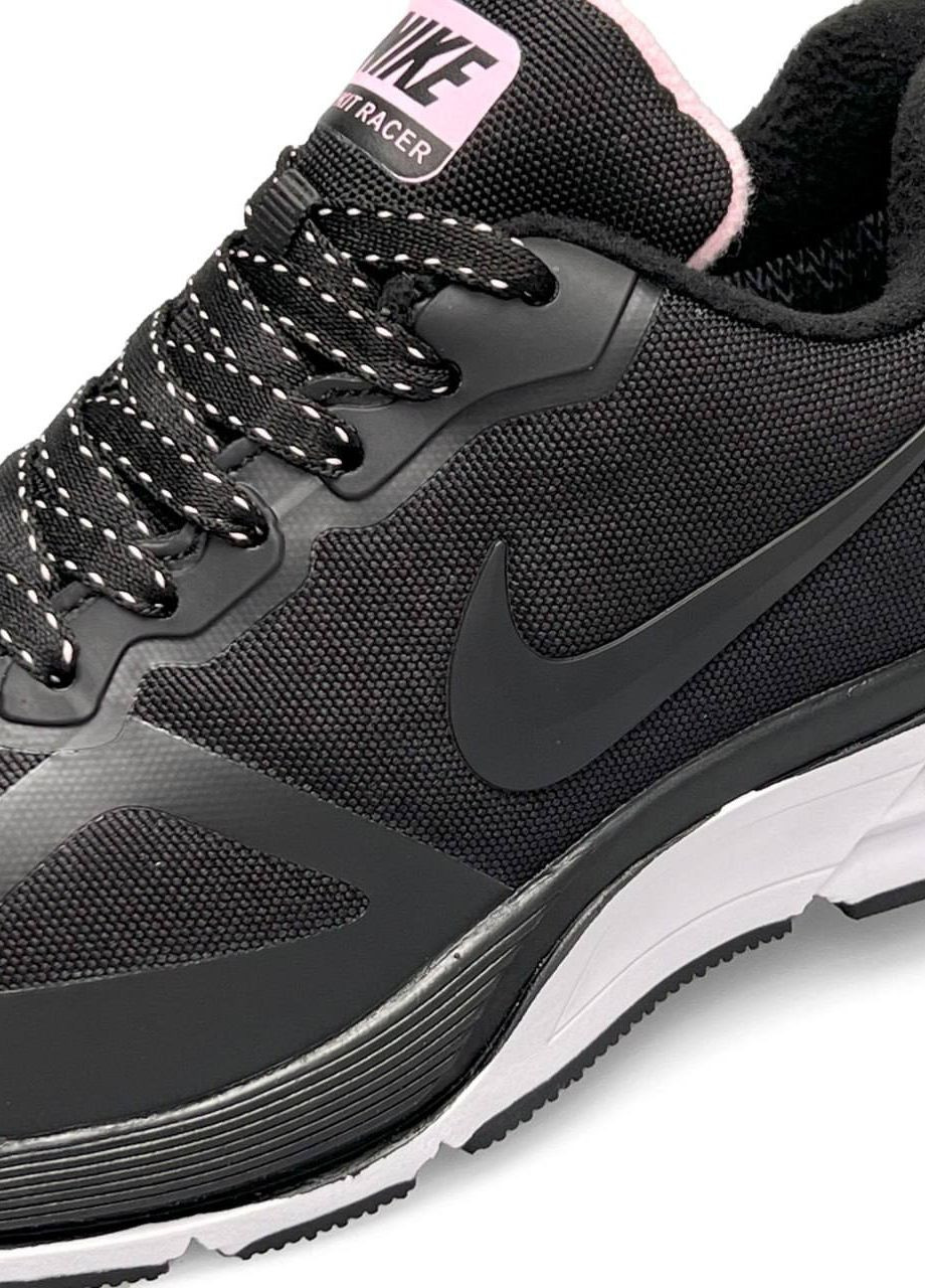 Черные демисезонные кроссовки женские, вьетнам Nike Flykit Racer W Gore-Tex Black White Pink