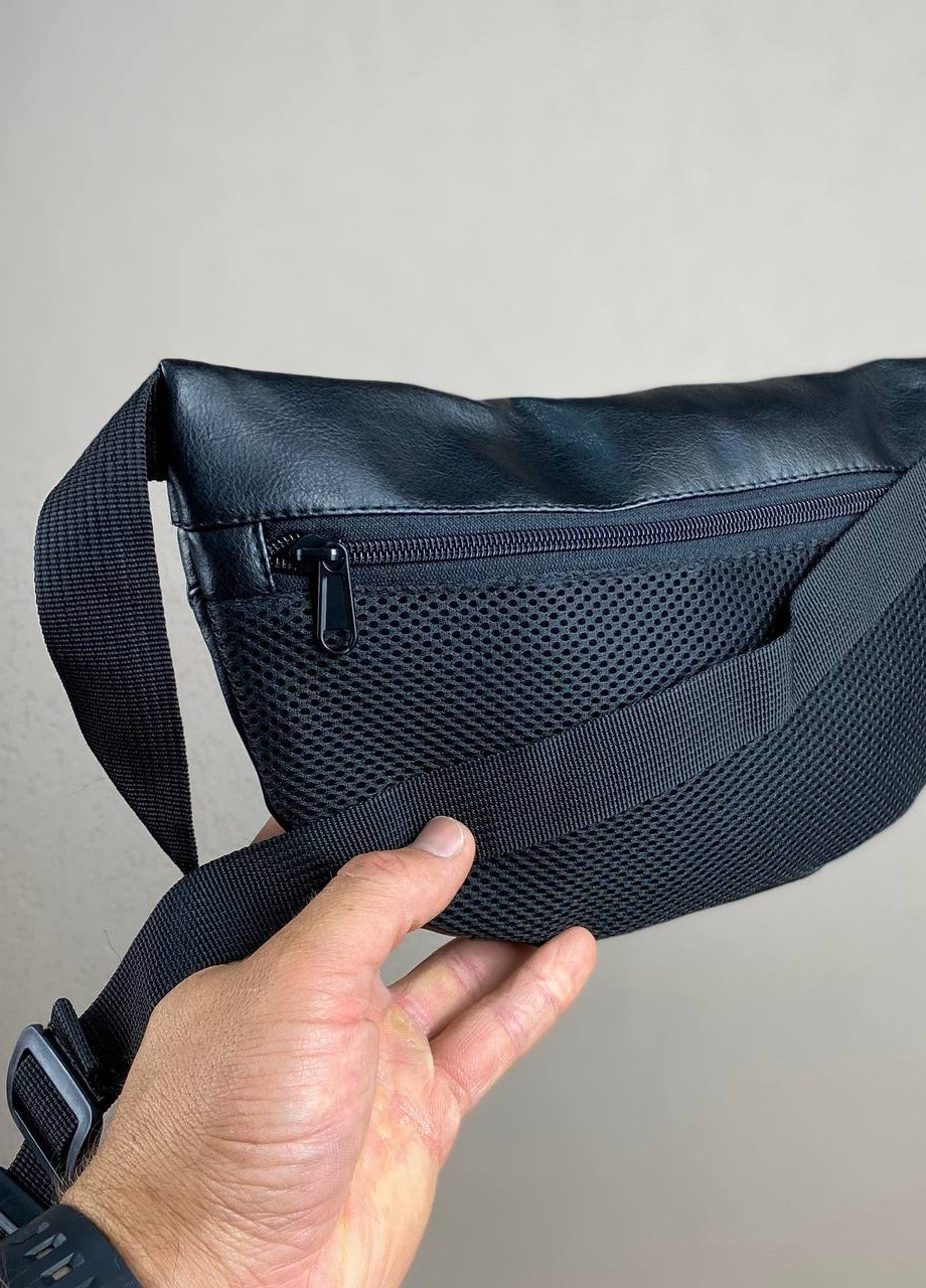 Нагрудна поясна чорна сумка бананка екошкіра Turtle YR No Brand (258615609)