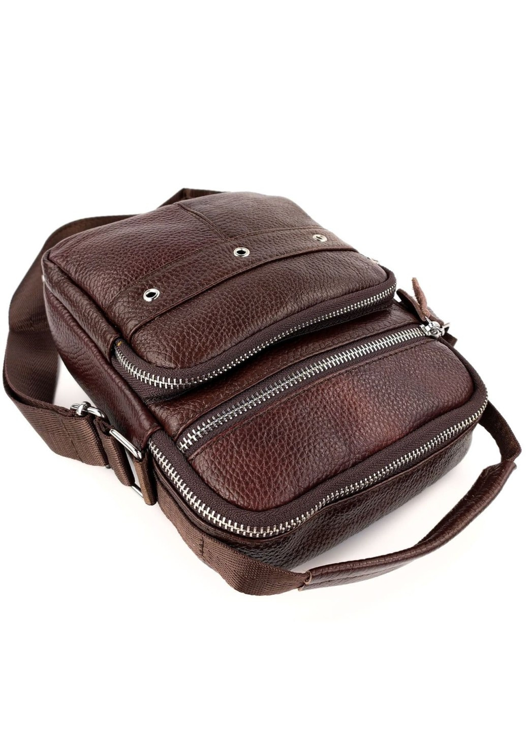 Повседневная сумка из кожи с ручкой и ремнем NS5417-3 коричневая JZ (259736970)