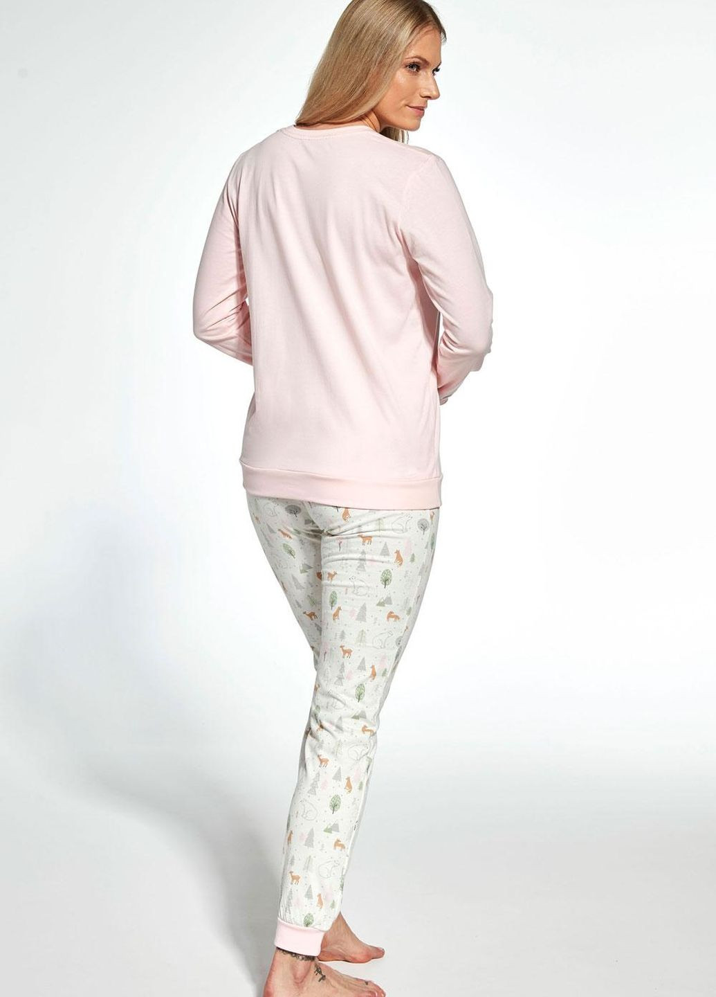 Розовая пижама женская 343 fall l pink/ecru Cornette