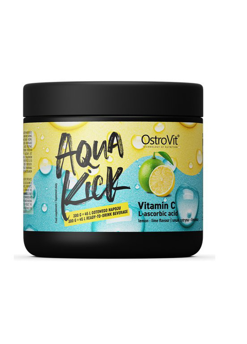 Витамин С Aqua Kick Vitamin C 300 g (Lemon-lime) Ostrovit (259907693)