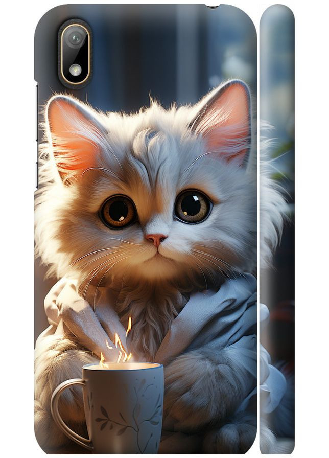 3D пластиковый матовый чехол 'White cat' для Endorphone Huawei Y5 2019 (265397099)