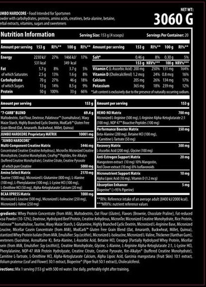 Jumbo Hardcore 3060 g /20 servings/ Banana Yogurt Scitec Nutrition (257455692)