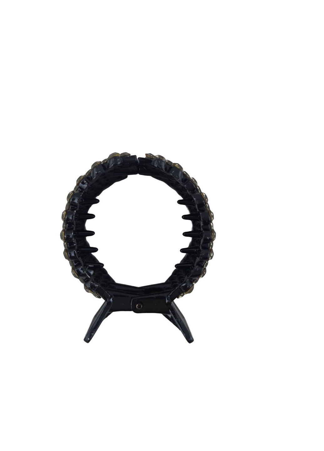 Заколка - краб для волос Кольцо со стразами Чёрный пластик, диаметр 3,5см (138701-1) No Brand (259036540)