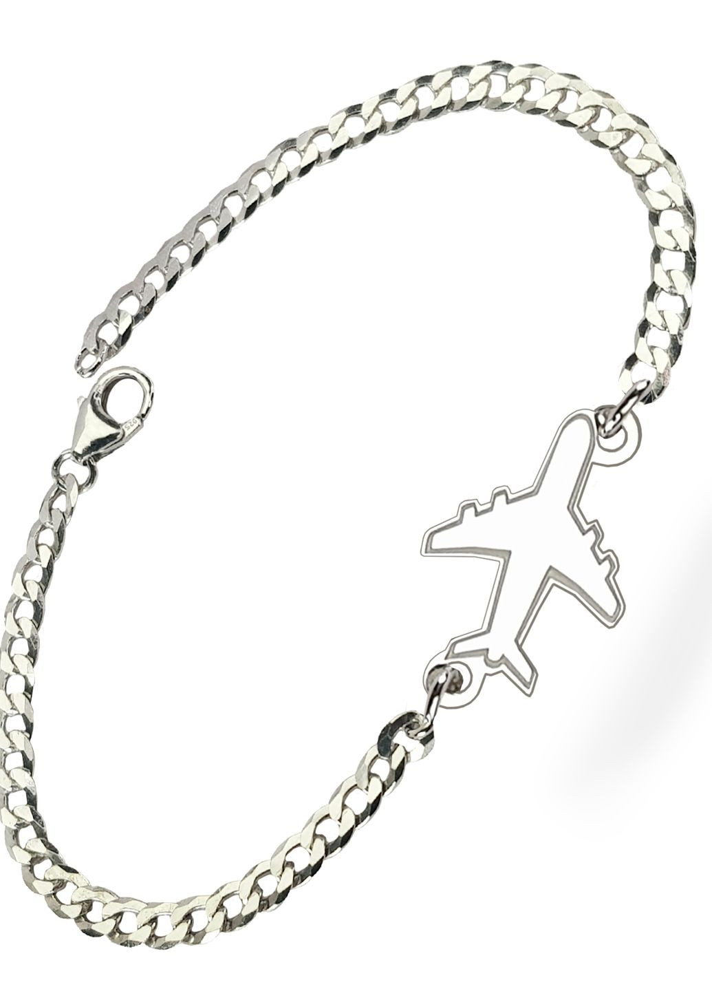 Серебряный браслет на цепочке Самолет регулируеться родированное серебро Family Tree Jewelry Line (266038556)