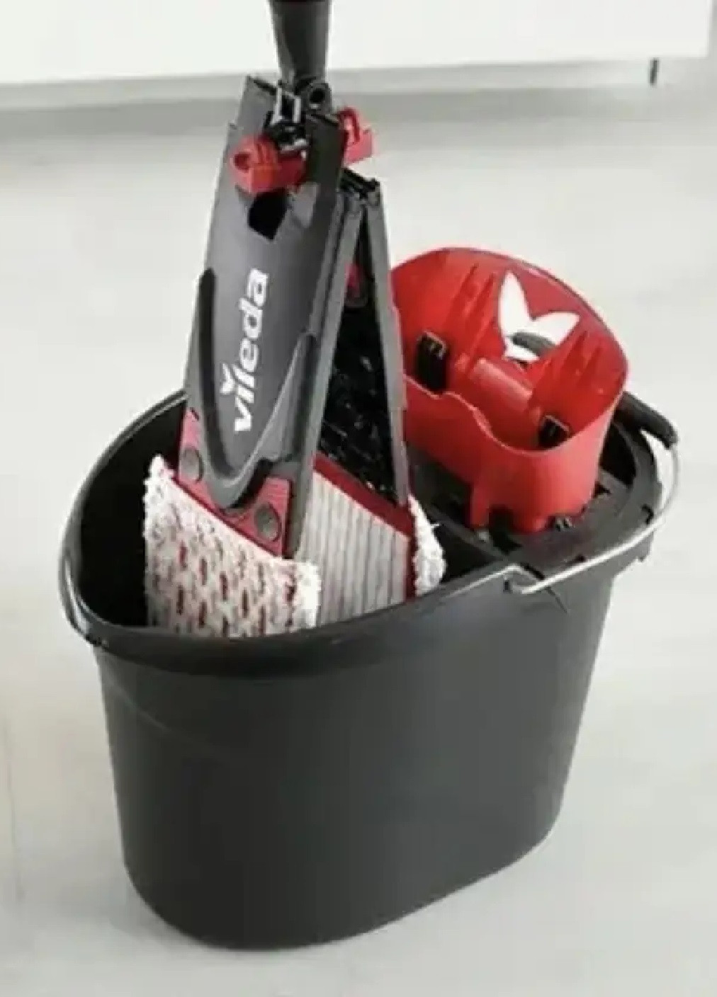 Комплект набор швабра с разборной ручкой ведром для уборки паркета панелей плитки (475567-Prob) Черный с красным Unbranded (268738310)