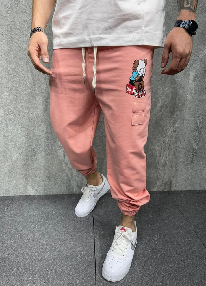 Чоловічі рожеві спортивні штани з манжетами No Brand (262089890)
