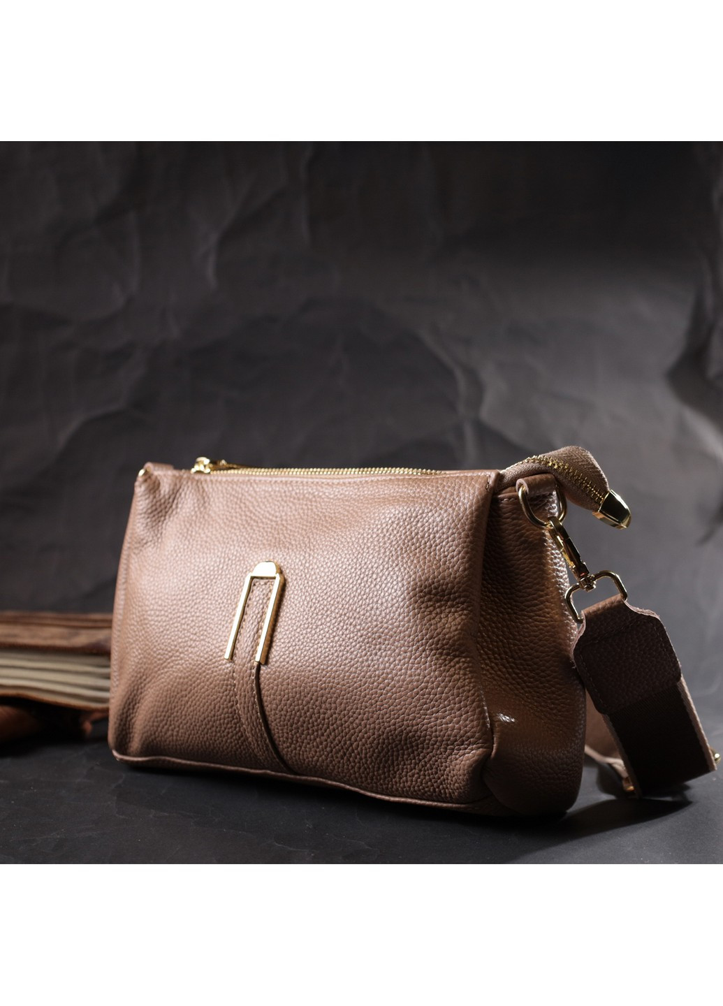 Оригінальна сумка через плече з натуральної шкіри 22289 Бежева Vintage (276461818)