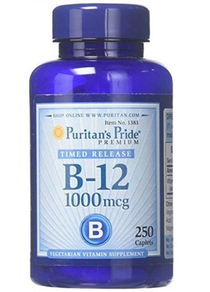 Puritan's Pride Vitamin B-12, Timed Release Caplets 1000 mcg 250 Caplets Puritans Pride (256724611)