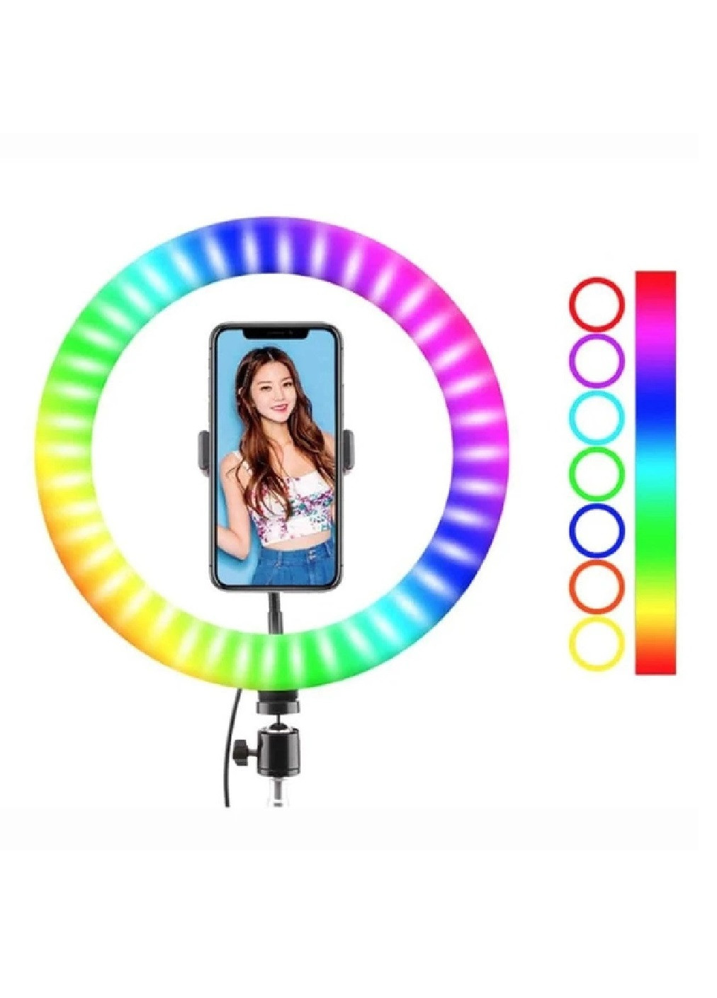 Кольцевая Led лампа для блогера селфи фотографа визажиста со стойкой держателем для телефона 16 W (474493-Prob) Черная Unbranded (258579373)