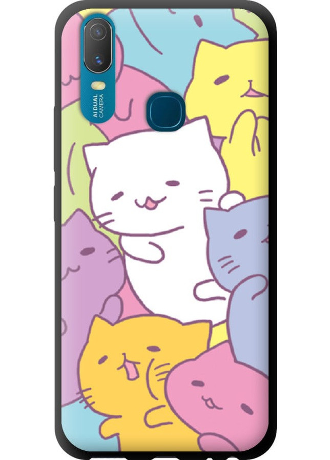 TPU черный чехол 'Котики' для Endorphone Vivo Y11 (258262398)