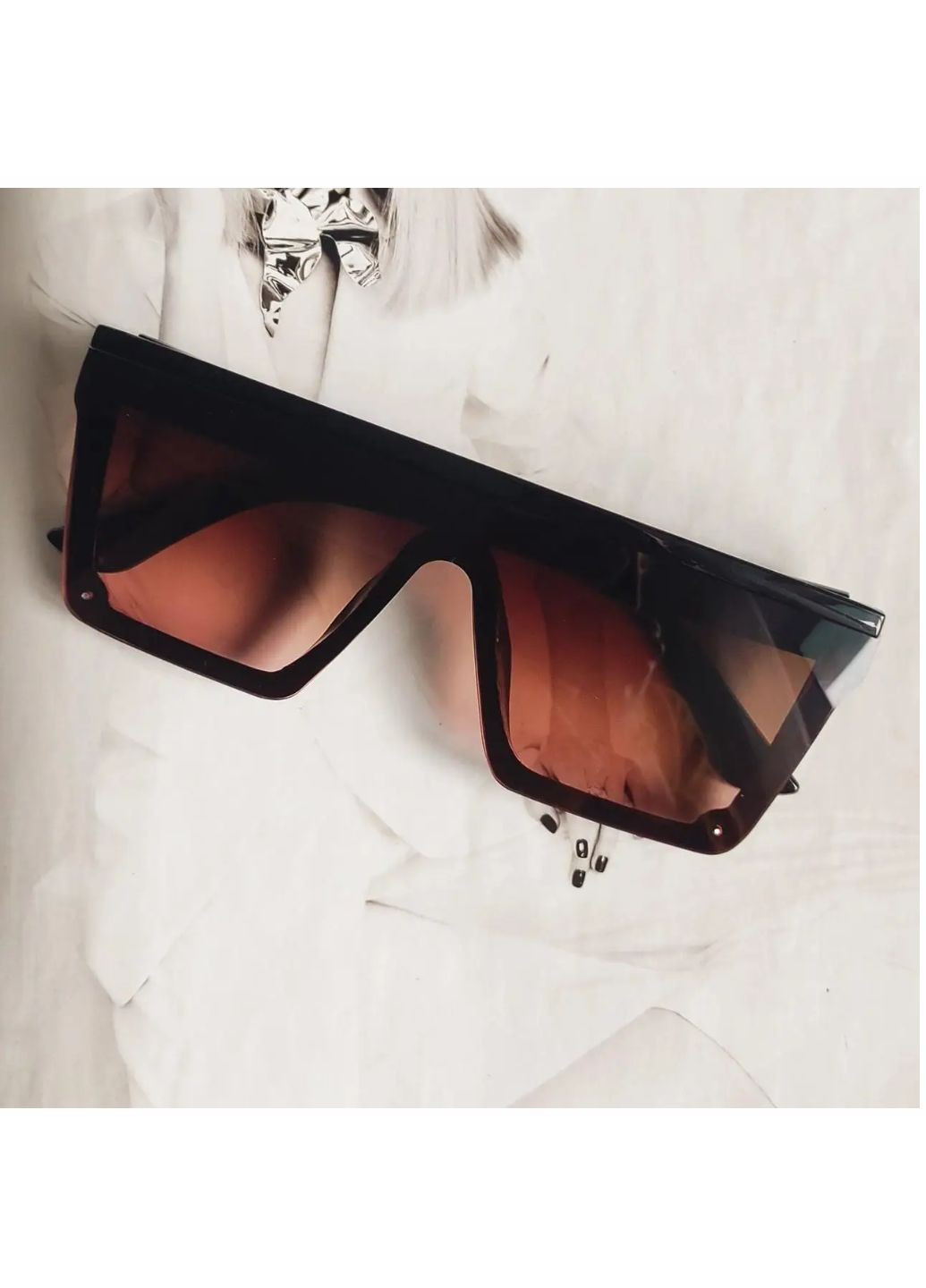 Солнцезащитные квадратные очки Коричневого цвета No Brand (258149709)
