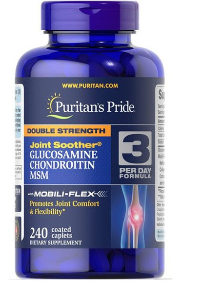 Puritan's Pride Double Strength Glucosamine, Chondroitin & MSM 240 Caplets PTP-27814 Puritans Pride (256721086)